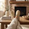 image:imageCUSHIONAIRE Hilo3 Cozy Suede Womens Slippers Soft Faux Fur Lined Slip On House Shoes for Women with Cushioned Memory FoamSand 2
