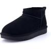 image:imageCUSHIONAIRE Hip3 Genuine Suede Leather Ankle Boots for Women  Pull On Cozy Faux Fur Boots Womens Shoes with Comfortable Memory FoamBlack Genuine Suede