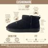 image:imageCUSHIONAIRE Hip3 Genuine Suede Leather Ankle Boots for Women  Pull On Cozy Faux Fur Boots Womens Shoes with Comfortable Memory FoamBlack Midnight Genuine Suede