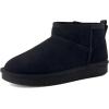 image:imageCUSHIONAIRE Hip3 Genuine Suede Leather Ankle Boots for Women  Pull On Cozy Faux Fur Boots Womens Shoes with Comfortable Memory FoamBlack Midnight Genuine Suede