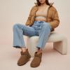 image:imageCUSHIONAIRE Hip3 Genuine Suede Leather Ankle Boots for Women  Pull On Cozy Faux Fur Boots Womens Shoes with Comfortable Memory FoamBrown Genuine Suede