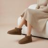 image:imageCUSHIONAIRE Hip3 Genuine Suede Leather Ankle Boots for Women  Pull On Cozy Faux Fur Boots Womens Shoes with Comfortable Memory FoamBrown Genuine Suede