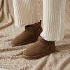 image:imageCUSHIONAIRE Hip3 Genuine Suede Leather Ankle Boots for Women  Pull On Cozy Faux Fur Boots Womens Shoes with Comfortable Memory FoamBrown Genuine Suede