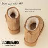 image:imageCUSHIONAIRE Hip3 Genuine Suede Leather Ankle Boots for Women  Pull On Cozy Faux Fur Boots Womens Shoes with Comfortable Memory FoamCheetah Genuine Suede