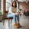 image:imageCUSHIONAIRE Hip3 Genuine Suede Leather Ankle Boots for Women  Pull On Cozy Faux Fur Boots Womens Shoes with Comfortable Memory FoamChestnut Genuine Suede