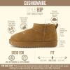 image:imageCUSHIONAIRE Hip3 Genuine Suede Leather Ankle Boots for Women  Pull On Cozy Faux Fur Boots Womens Shoes with Comfortable Memory FoamChestnut Genuine Suede