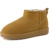 image:imageCUSHIONAIRE Hip3 Genuine Suede Leather Ankle Boots for Women  Pull On Cozy Faux Fur Boots Womens Shoes with Comfortable Memory FoamChestnut Leaf Genuine Suede
