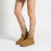 image:imageCUSHIONAIRE Hip3 Genuine Suede Leather Ankle Boots for Women  Pull On Cozy Faux Fur Boots Womens Shoes with Comfortable Memory FoamChestnut Leaf Genuine Suede