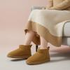 image:imageCUSHIONAIRE Hip3 Genuine Suede Leather Ankle Boots for Women  Pull On Cozy Faux Fur Boots Womens Shoes with Comfortable Memory FoamChestnut Leaf Genuine Suede