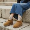 image:imageCUSHIONAIRE Hip3 Genuine Suede Leather Ankle Boots for Women  Pull On Cozy Faux Fur Boots Womens Shoes with Comfortable Memory FoamChestnut Leaf Genuine Suede