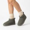 image:imageCUSHIONAIRE Hip3 Genuine Suede Leather Ankle Boots for Women  Pull On Cozy Faux Fur Boots Womens Shoes with Comfortable Memory FoamGray Steel Genuine Suede