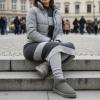 image:imageCUSHIONAIRE Hip3 Genuine Suede Leather Ankle Boots for Women  Pull On Cozy Faux Fur Boots Womens Shoes with Comfortable Memory FoamGray Steel Genuine Suede