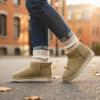 image:imageCUSHIONAIRE Hip3 Genuine Suede Leather Ankle Boots for Women  Pull On Cozy Faux Fur Boots Womens Shoes with Comfortable Memory FoamKhaki Genuine Suede
