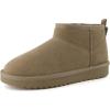 image:imageCUSHIONAIRE Hip3 Genuine Suede Leather Ankle Boots for Women  Pull On Cozy Faux Fur Boots Womens Shoes with Comfortable Memory FoamMoss Genuine Suede