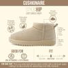 image:imageCUSHIONAIRE Hip3 Genuine Suede Leather Ankle Boots for Women  Pull On Cozy Faux Fur Boots Womens Shoes with Comfortable Memory FoamSand Genuine Suede