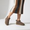 image:imageCUSHIONAIRE Hip3 Genuine Suede Leather Ankle Boots for Women  Pull On Cozy Faux Fur Boots Womens Shoes with Comfortable Memory FoamTaupe Earth Genuine Suede