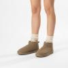 image:imageCUSHIONAIRE Hip3 Genuine Suede Leather Ankle Boots for Women  Pull On Cozy Faux Fur Boots Womens Shoes with Comfortable Memory FoamTaupe Earth Genuine Suede