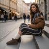 image:imageCUSHIONAIRE Hip3 Genuine Suede Leather Ankle Boots for Women  Pull On Cozy Faux Fur Boots Womens Shoes with Comfortable Memory FoamTaupe Earth Genuine Suede