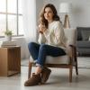 image:imageCUSHIONAIRE Hip3 Genuine Suede Leather Ankle Boots for Women  Pull On Cozy Faux Fur Boots Womens Shoes with Comfortable Memory FoamTaupe Genuine Suede