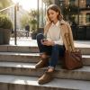 image:imageCUSHIONAIRE Hip3 Genuine Suede Leather Ankle Boots for Women  Pull On Cozy Faux Fur Boots Womens Shoes with Comfortable Memory FoamTaupe Genuine Suede