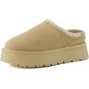 image:imageCUSHIONAIRE Kabuki Platform Boots Genuine Suede Fuzzy Mule Slippers for Women with Memory Foam  IndoorOutdoor Womens Slippers  Wide Widths AvailableBiscuit Suede