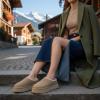 image:imageCUSHIONAIRE Kabuki Platform Boots Genuine Suede Fuzzy Mule Slippers for Women with Memory Foam  IndoorOutdoor Womens Slippers  Wide Widths AvailableBiscuit Suede