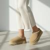 image:imageCUSHIONAIRE Kabuki Platform Boots Genuine Suede Fuzzy Mule Slippers for Women with Memory Foam  IndoorOutdoor Womens Slippers  Wide Widths AvailableBiscuit Suede