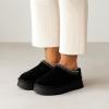 image:imageCUSHIONAIRE Kabuki Platform Boots Genuine Suede Fuzzy Mule Slippers for Women with Memory Foam  IndoorOutdoor Womens Slippers  Wide Widths AvailableBlack Suede