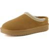 image:imageCUSHIONAIRE Keto Genuine Suede Leather Kids Slippers for Boys and Girls  Cozy SlipOn Mule House Shoes with Faux Fur Lining Cushioned Memory Foam ComfortChestnutnatural