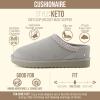 image:imageCUSHIONAIRE Keto Genuine Suede Leather Kids Slippers for Boys and Girls  Cozy SlipOn Mule House Shoes with Faux Fur Lining Cushioned Memory Foam ComfortGraylavender