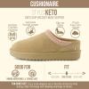 image:imageCUSHIONAIRE Keto Genuine Suede Leather Kids Slippers for Boys and Girls  Cozy SlipOn Mule House Shoes with Faux Fur Lining Cushioned Memory Foam ComfortSandpink