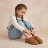 image:imageCUSHIONAIRE Keto Genuine Suede Leather Kids Slippers for Boys and Girls  Cozy SlipOn Mule House Shoes with Faux Fur Lining Cushioned Memory Foam ComfortChestnut