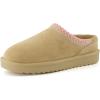 image:imageCUSHIONAIRE Keto Genuine Suede Leather Kids Slippers for Boys and Girls  Cozy SlipOn Mule House Shoes with Faux Fur Lining Cushioned Memory Foam ComfortSandpink