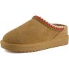 image:imageCUSHIONAIRE Keto Genuine Suede Leather Kids Slippers for Boys and Girls  Cozy SlipOn Mule House Shoes with Faux Fur Lining Cushioned Memory Foam ComfortChestnut