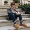 image:imageCUSHIONAIRE Keto Genuine Suede Leather Kids Slippers for Boys and Girls  Cozy SlipOn Mule House Shoes with Faux Fur Lining Cushioned Memory Foam ComfortChestnutnatural