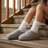 image:imageCUSHIONAIRE Keto Genuine Suede Leather Kids Slippers for Boys and Girls  Cozy SlipOn Mule House Shoes with Faux Fur Lining Cushioned Memory Foam ComfortGraylavender