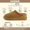 image:imageCUSHIONAIRE Keto Genuine Suede Leather Kids Slippers for Boys and Girls  Cozy SlipOn Mule House Shoes with Faux Fur Lining Cushioned Memory Foam ComfortChestnut
