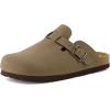 image:imageCUSHIONAIRE Kids Hana Cork footbed clog with Genuine Leather upper Faux Fur lining and ComfortBrown Nubuck