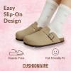 image:imageCUSHIONAIRE Kids Hana Cork footbed clog with Genuine Leather upper Faux Fur lining and ComfortTaupe