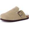 image:imageCUSHIONAIRE Kids Hana Cork footbed clog with Genuine Leather upper Faux Fur lining and ComfortTaupe