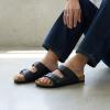 image:imageCUSHIONAIRE Lane Cork Footbed Mens Sandals Adjustable Buckle Comfort Slides for Men Genuine Leather Insole Summer Sandals Men FootwearBlack Nappa