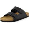 image:imageCUSHIONAIRE Lane Cork Footbed Mens Sandals Adjustable Buckle Comfort Slides for Men Genuine Leather Insole Summer Sandals Men FootwearBlack Nappa