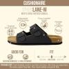 image:imageCUSHIONAIRE Lane Cork Footbed Mens Sandals Adjustable Buckle Comfort Slides for Men Genuine Leather Insole Summer Sandals Men FootwearBlack Nubuck