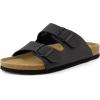 image:imageCUSHIONAIRE Lane Cork Footbed Mens Sandals Adjustable Buckle Comfort Slides for Men Genuine Leather Insole Summer Sandals Men FootwearBlack Nubuck
