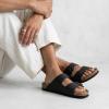 image:imageCUSHIONAIRE Lane Cork Footbed Mens Sandals Adjustable Buckle Comfort Slides for Men Genuine Leather Insole Summer Sandals Men FootwearBlack Nubuck