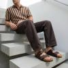 image:imageCUSHIONAIRE Lane Cork Footbed Mens Sandals Adjustable Buckle Comfort Slides for Men Genuine Leather Insole Summer Sandals Men FootwearBrown Nappa