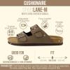 image:imageCUSHIONAIRE Lane Cork Footbed Mens Sandals Adjustable Buckle Comfort Slides for Men Genuine Leather Insole Summer Sandals Men FootwearBrown Nubuck