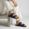 image:imageCUSHIONAIRE Lane Cork Footbed Mens Sandals Adjustable Buckle Comfort Slides for Men Genuine Leather Insole Summer Sandals Men FootwearNavy Nubuck