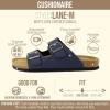 image:imageCUSHIONAIRE Lane Cork Footbed Mens Sandals Adjustable Buckle Comfort Slides for Men Genuine Leather Insole Summer Sandals Men FootwearNavy Nubuck