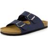 image:imageCUSHIONAIRE Lane Cork Footbed Mens Sandals Adjustable Buckle Comfort Slides for Men Genuine Leather Insole Summer Sandals Men FootwearNavy Nubuck